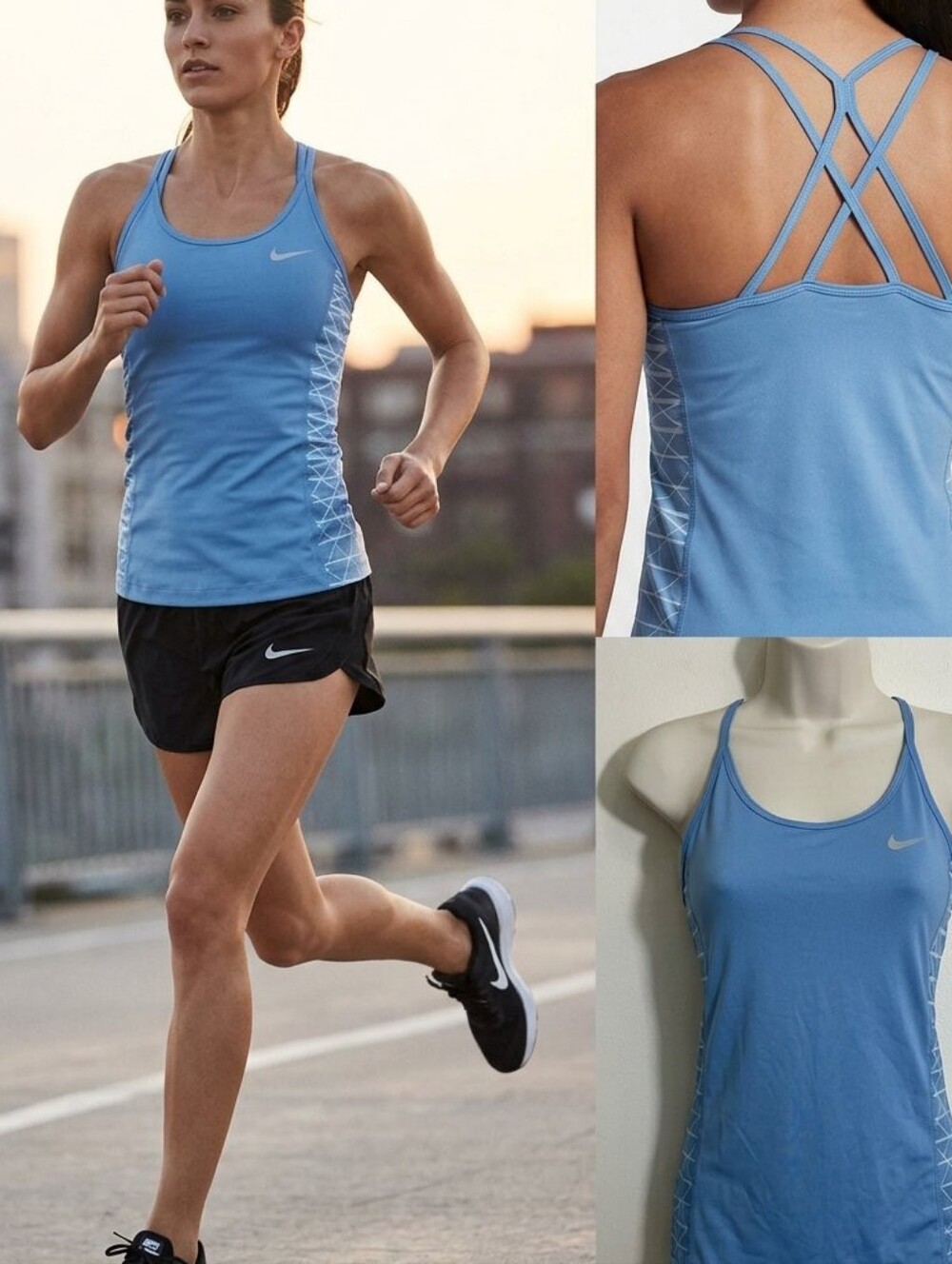 Nike Women’s Blue Dri-FIT Strappy Running Tank • Size XS